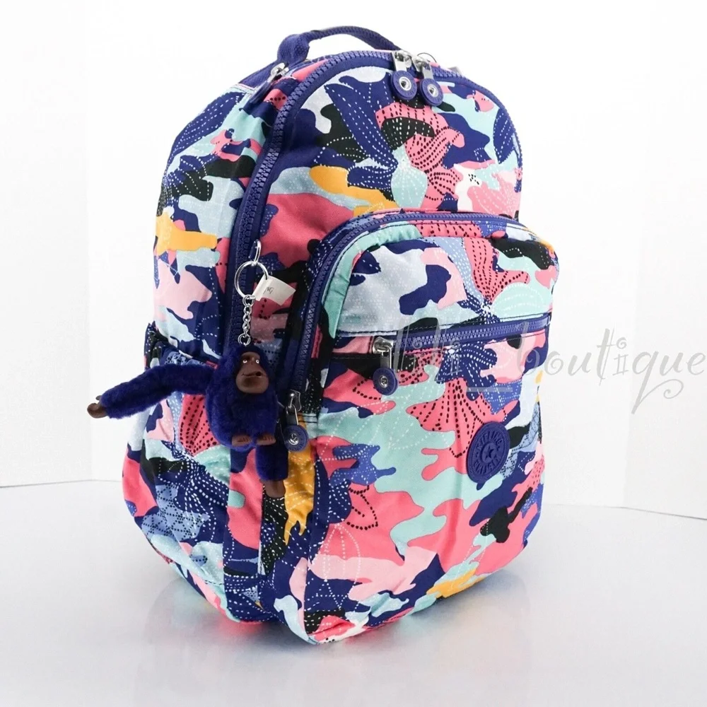 NWT Kipling BP4361 Seoul Go Backpack Laptop Travel Bag Nylon Dazzling Lily Multi - Picture 2 of 12